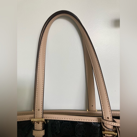 Michael Kors Jet Set Medium MK Snap Pocket Tote Chrome/Tan 😎🖤👜 - Picture 4 of 12